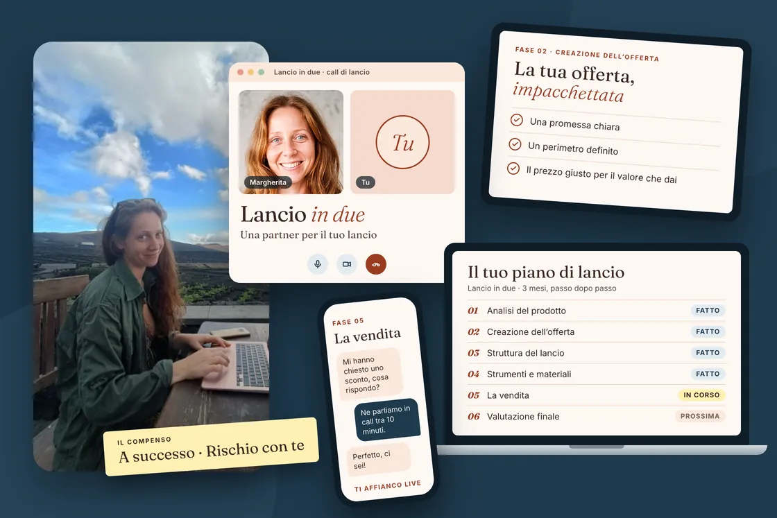 «Lancio in due»: una videochiamata con Margherita, il piano di lancio in sei fasi e l’offerta impacchettata